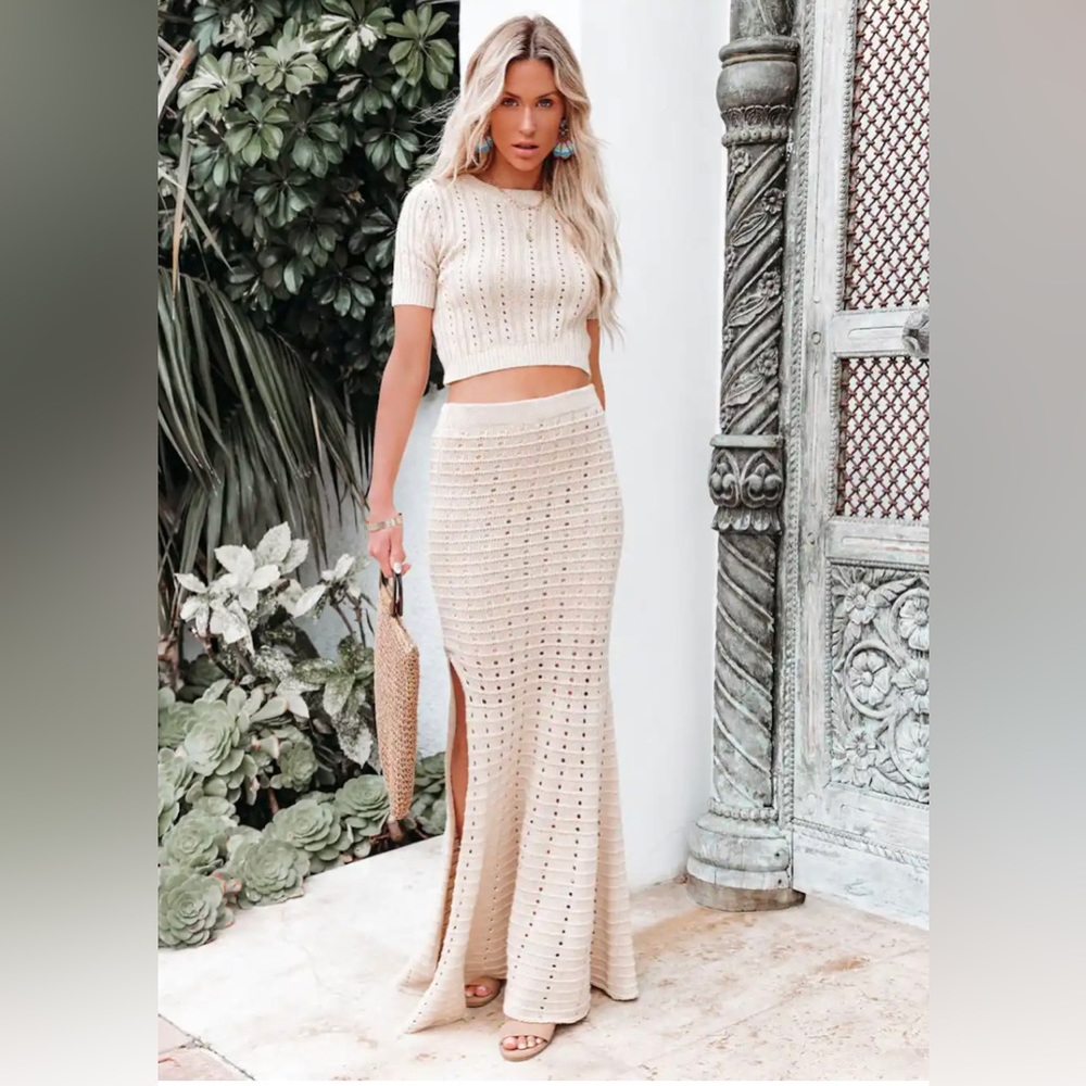 JOPLIN COTTON MAXI SKIRT - BEIGE - SIZE L